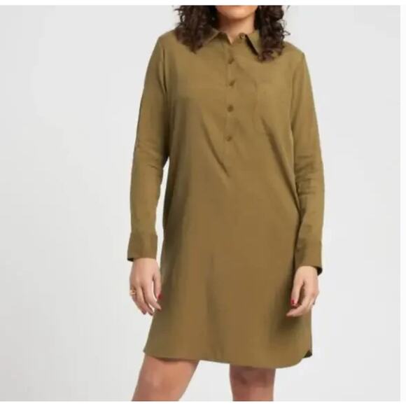Universal Standard Cupro Rubicon Shirt Dress XXS 00 0 NWT Olive Green 4XS Button - Picture 2 of 6